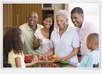 Family in kitchen